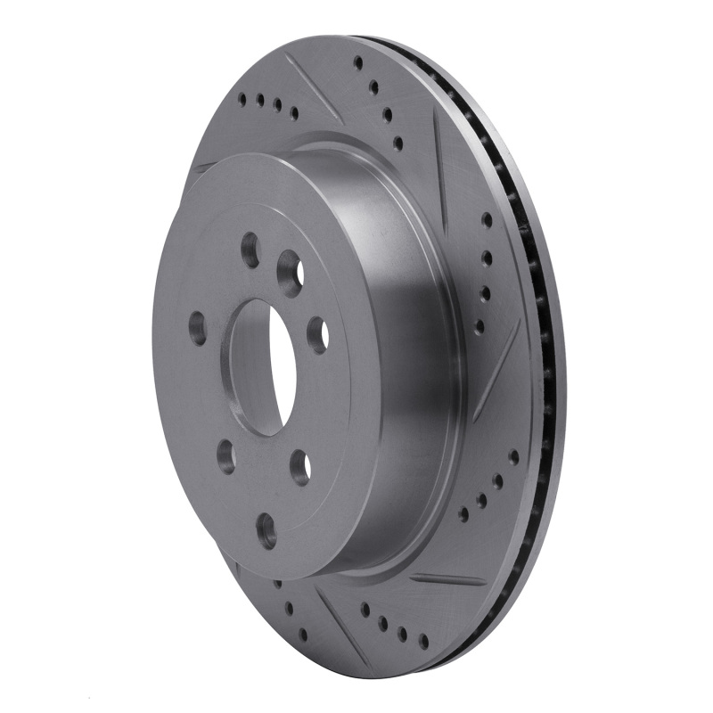 Land Rover LR2 Brake Rotor (1) - Rear Right - R1 Concepts - Drilled & Slotted - Silver - `08-`12